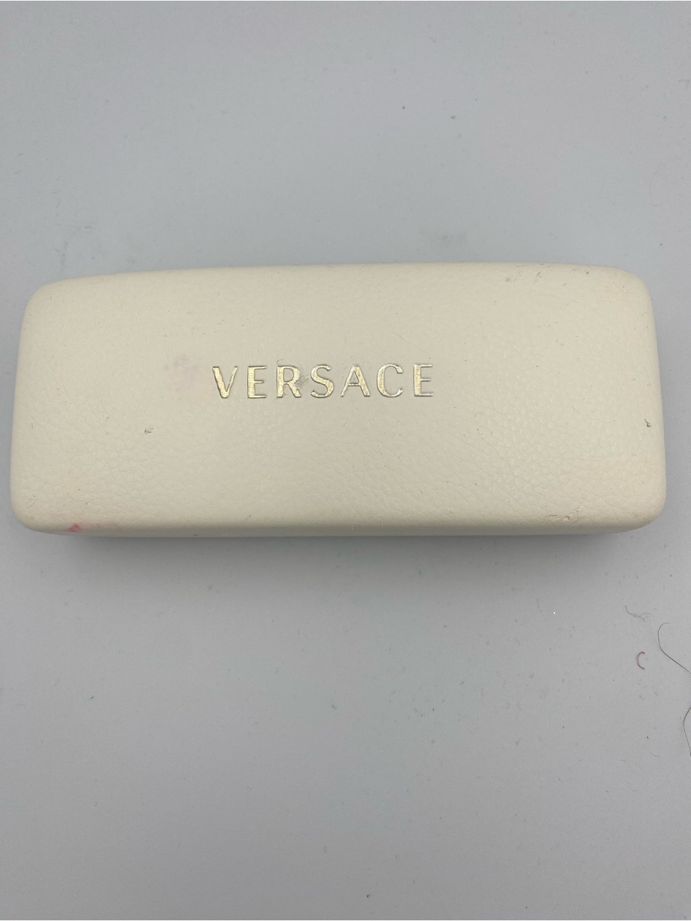 Versace Cream Sunglasses Case with Gold Logo
